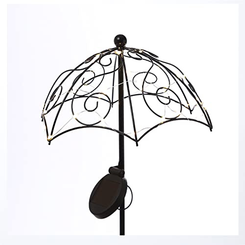 LED Solar Gartenstecker REGENSCHIRM - 35 warmweiße LED - H: 69cm - Lichtsensor - schwarz