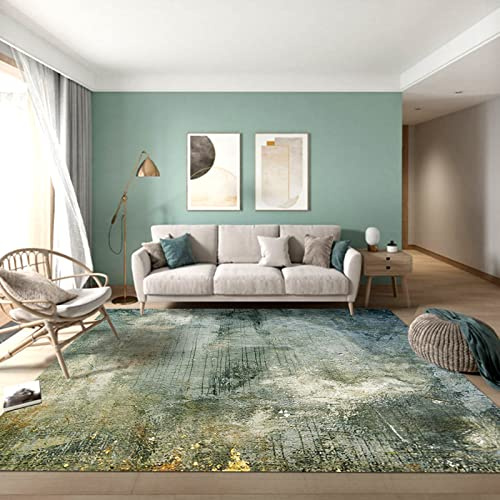KeletiRug Moderner Teppich rutschfest Waschbar Eingangsbereich Läufer Teppich Flur Schlafzimmer Wohnzimmer Küche Büro Wohnkultur Abstraktion Öl Aquarell Blau, Grün und Gold, 150 x 200 cm