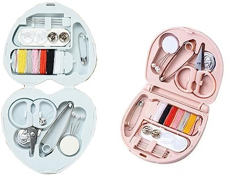 2 pieces Nähset reiseset mini nähset unterwegs anfänger notfall mit nähset tasche DIY-premium-nähzubehör zuhause erwachsene sewing kit (Roter Korb)