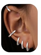 KRFY Small Creole örhängen för dam herr set kirurgiskt stål brosk huggie örhängen 6/7/8/9/10 mm piercing smycken små gångjärn ärmar örhängen silver, Sterlingsilver Roséguld Silver Sterling silver
