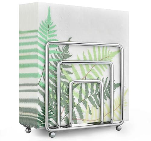 LAIHIFA Napkin Holder, Silver Napkin Holders for Table, Kitchen & Countertops, Modern Metal Cocktail Paper Napkins Holder Napkin Dispenser for Indoor & Outdoor Use