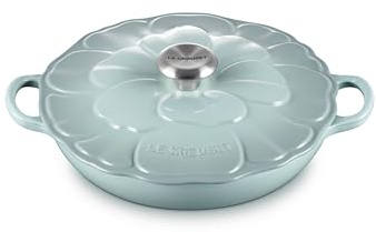 Le Creuset Signature Enameled Cast Iron Petal Braiser, 2.25qt., Sea Salt