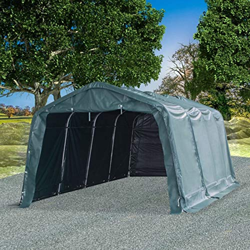 Weidezelt, TANZEM Carport, Zeltgarage, Gerätezelt Winterfest, Lagerzelt, Carport Plane, Foliengarage, PVC 550 g/m² 3,3×6,4 m Dunkelgrün