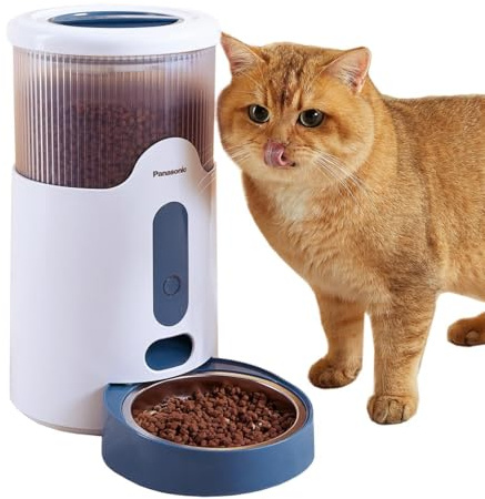 Panasonic CP-JNF01-W Dosatore di Cibo Smart per Animali, Mangiatoia Automatica per Gatti e Cani di Taglia Medio-Piccola, Capacità 2,8L, App Telecomando, Monitoraggio Livello Cibo, Wi-Fi, Bianco