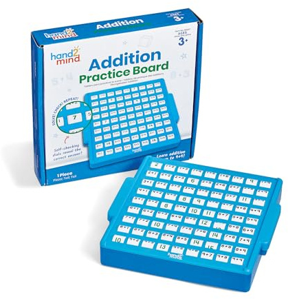 Learning Resources Addition Practice Board, Ages 3+, Learn Addition, Self-Checking Activity Board for Independent Learning, Solve 81 Maths Problems
