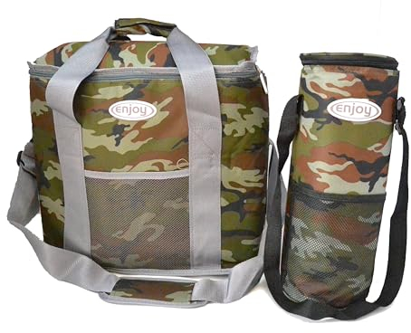 XXXL Borsa mimetica 30L Pranzo isolata Frigorifero Militare e 2L Bottiglie Refrigeratore Picnic Borsa Fresca, Fredda, Pesca, Campeggio, Caccia, Sacchetti congelatore, Alimenti, Acqua, Packaging 10+1,5