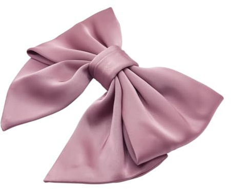 SXQLYH Satin Haarspange mit Großer Schleife, Damen-Haarspangen, Französische Ballerina-Haarklammern, Eleganter Satin-Haarschmuck (Rosa)
