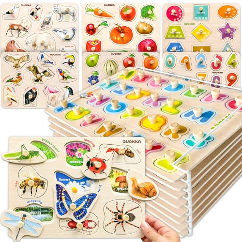 Quokka Puzzle Madera Niños 1 2 Años – Set 8 Juegos Montessori 2 3 Años - Montessori ABC Realista Puzzle Bebe – Juguete Rompecabezas Madera – Regalo Educativo Infantiles de 2 a 5