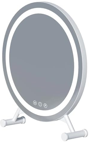 Faseras Hollywood Kosmetikspiegel mit Beleuchtung Groß, Schminkspiegel, 3 Farbtemperatur Verstellbares, Touch Steuerung, Plug-in, Kosmetischer Tischspiegel (40 x 40 Weiß)