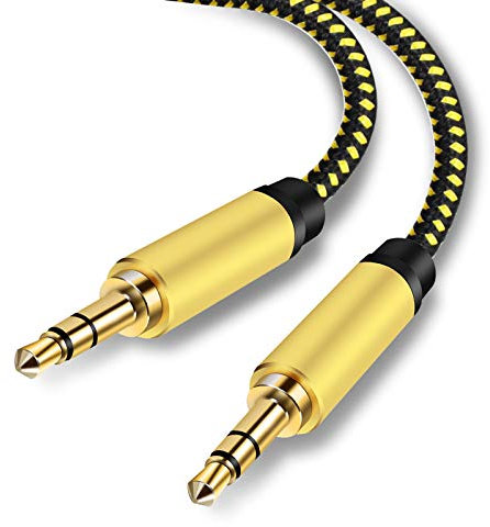 Pkdjfls Aux Kabel 3.5mm Audio Kabel Klinkenkabel für Kopfhörer, Heim/KFZ Stereoanlagen, Smartphones, MP3 Player und Mehr - Nylon (1M/3Feet)