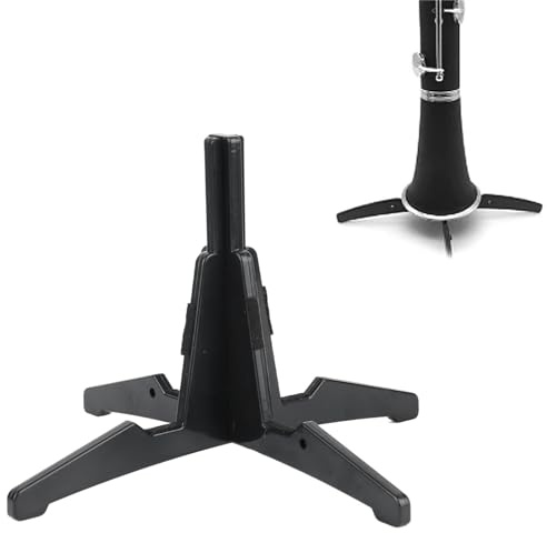 HERCHR Portable Clarinet Stand, 4 Legs Clarinet Holder Plastic Detachable Cross Wind Instrument Holder Long Flute Support 4 Legs Stand 4 Leg Folding Stable Base Fits A and B Clarinets (Black)