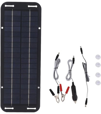 Cargador de Panel Solar – Cargador Solar de Mantenimiento, Cargador Solar de Viaje | Soporte de batería Solar Impermeable para Coche, camión, Autocaravana, Motocicleta, batería de Remolque