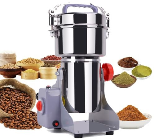 XoTiq Grain Mill Grinder 700g High Speed Food Grain Mill Stainless Steel Seeds -Commercial Motor Grinding Mill for Dry Spice Herbs Grains Coffee Rice Pepper