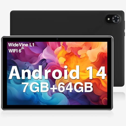 DOOGEE U9 2025 Newest Android 10 Tablet 7GB RAM+64GB ROM 1TB TF, Bluetooth 5.0 WIFI 6 Tablets, Android Tablets 1280x800 HD IPS Screen, OTG, Type C, 3.5mm Heakphone Jack, Tablet PC 2024 - Black