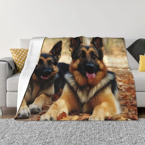 Hundedecke mit deutschem Schäferhund, ultraweich, Mikrofleece, Mikrofaser-Decke, für alle Jahreszeiten, warme Klimaanlage, Decke, leichte Flanelldecken für Bett, Couch, 152,4 x 127 cm