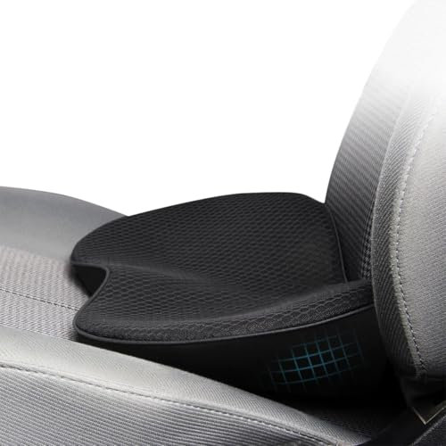 UUE Autositzkissen,Ergonomisches Sitzkissen für Auto, Bürostuhl, Steißbeinkissen, Orthopädisches Keilkissen, Rückenkissen, mit Abnehmbarer & Waschbarer Bezug, Schwarz Memory Foam Autositzauflage