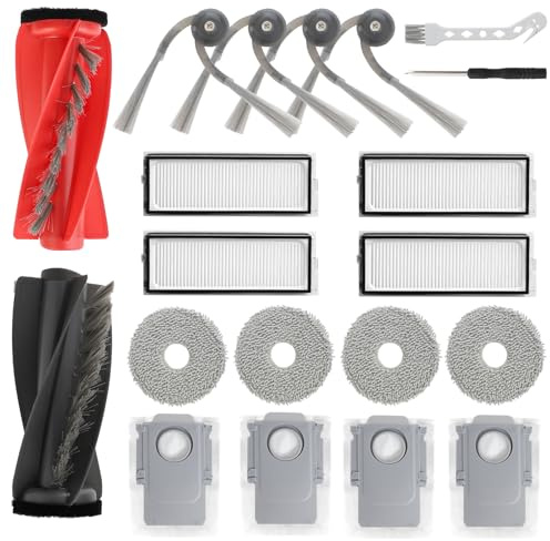 Feilifan 19 PCS Accessories Kit for Roborock Qrevo Curv Robot Vacuum | Replacement Parts Main Brush, Side Brush, Washable Filter, Mop Cloths, Dust Bags, for Qrevo Curv/ Curv S5X/ S5V