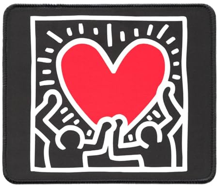 Alfombrilla de ratón Negra Keith Haring - Mouse Pad Mujer para Uso Profesional u Oficina │ Tapete rato Impermeable y Antideslizante (23,5x19 cm)