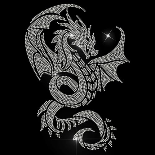 MAYJOYDIY Drache Strass Zum Aufbügeln Hotfix Strass Böser Drache Transfer Applikation Wärmeübertragungsaufkleber Kleidungsreparatur Kristallaufnäher Für Schuhe Taschen Hüte Reparatur DIY Handwerk