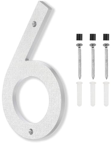 PATIKIL 8 Inch House Numbers, House Address Numbers Sign Large Floating Modern Home Number with Screws for Outside Door Wall Street, Silver, 6