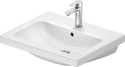 Duravit D-Code Waschtisch, mit Hahnloch, mit Überlauf, 600x480x165mm, Weiß Hochglanz, 2399600000