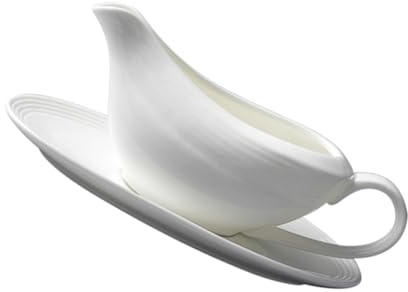 PartyKindom Ceramic Sauce Boat with Ergonomic Handle Multifunctional Dipping Dish Gravy Container for Sauces Seasoning and Condiments Elegant Tableware for Dining and Entertaining