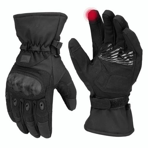KEMIMOTO Guanti Invernali Moto, Guanti Tattici Invernali Uomo con Protezione Dita Rigida e Touch Screen, Adatti da 0°C a 5°C, Ideali per Moto, Caccia, Tiro e Combattimento