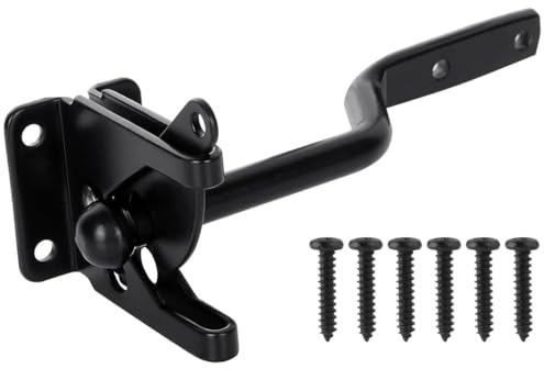 Litensh Loquet de portail autobloquant, levier de gravité automatique, loquets de porte, serrure de portail de jardin, serrure de clôture en acier inoxydable, verrou de quincaillerie (noir)