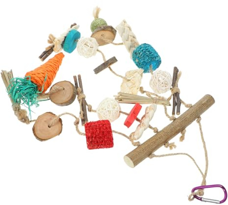 VICASKY Jouet à Mâcher pour Chinchilla Ficelle Suspendue pour Hamster Accessoires Bois pour Chinchillas Jouet Amusant pour Petit Animal