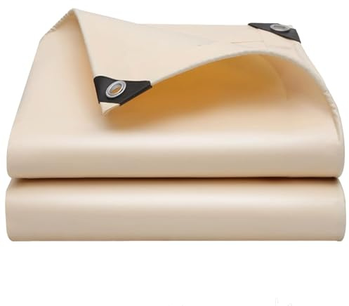Tenuta in PVC pesante, Telone in PVC resistente 5x(6-8) m Beige Copertura impermeabile con occhielli rinforzati for auto, barche, mobili, tetti