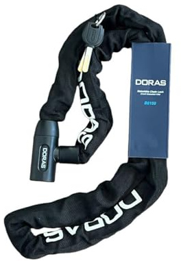 DORAS 150CM Length Bike Chain with 2 Keys, High Security Lock for Bike, Scooter, Skateboard, Gate, Door, Fence