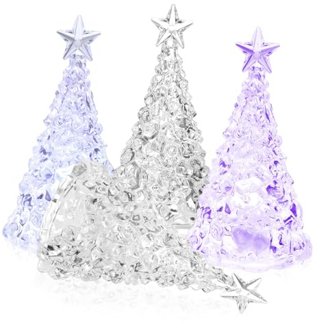 LOLIPPYY 4 Stk. Teiliges Weihnachtsbaum Tischlicht mit Farbwechsel Sanft Leuchtende Nachtlampe Kompakte Dekoration für Schreibtisch Regal und Fensterbrett Langlebige Weihnachtsdeko