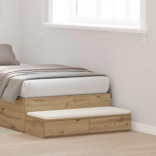 WSJHUHK Bettschubladen, Eiche, 80 x 36,5 x 16,5 cm, Holz-Möbel, Tische, Nachttische