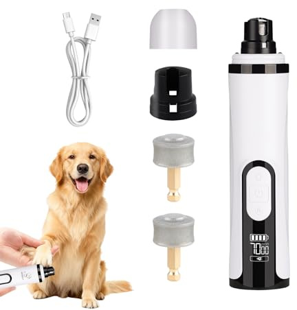 CMANLNYK Silent Pet Nail Grinder - Pro Nail Trimmer with LED Light & 3 Speed & 2 Grinding Heads, Electric Dog Clippers for Grooming, Grinder File for Small, Medium and Large Pets Thick Nails Dog Cat