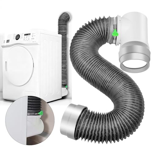 MOPHA 8FT Dryer Vent Hose for Tight Space, Indoor Dryer Hose Vent Kit with 6-Layer Duct Hose, 90 Degree Dryer Vent Elbow with Rubber Seal Connectors,Heat Resistant Dryer Exhaust Pipe,Easy Installation