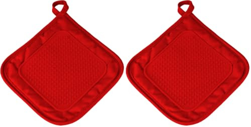 Ligne Décor - 1790113, Presina Da Cucina, 19 X 19 Cm, Cuistot, Policotone+Silicone, Rosso (Confezione da 2)