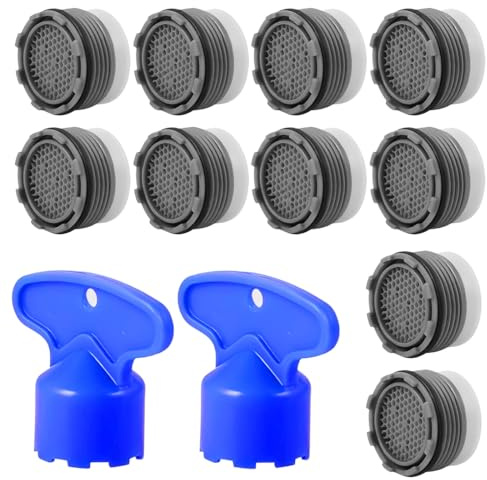 KEPYATI 10 Stück Perlatoren für wasserhähne Set, Strahlregler M18.5, Kunststoff Siebeinsatz mit 2 Mischdüsenschlüssel, für Küche und Bad (18M/18.5mm)