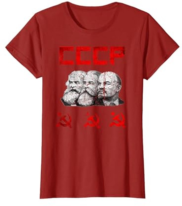 Unione Sovietica Marx Engels Lenin CCCP Martello e Falce Maglietta, Donna, Mirtillo Rosso, XS