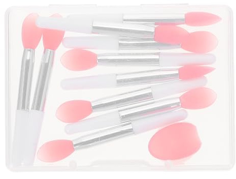 TEHAUX Pincel Aplicador de Mascarilla de Labios de Silicona 10 Unidades Translucido Rojo Estuche Translucido Rojo Práctico Accesorio para Maquillaje Labial Uso Diario y Profesional