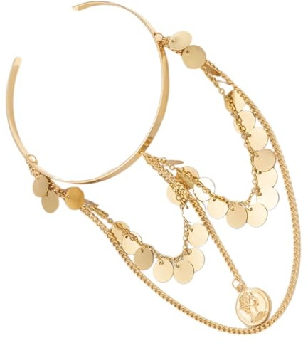 DOITOOL Brazalete de Brazo Abierto de Metal Dorado Cadena, Pulsera Ajustable para Mujer, Joyería de Brazaletes Dijes, Pulsera de Puño Parte Superior del Brazo, Estilo Punk y Étnico, 12.5