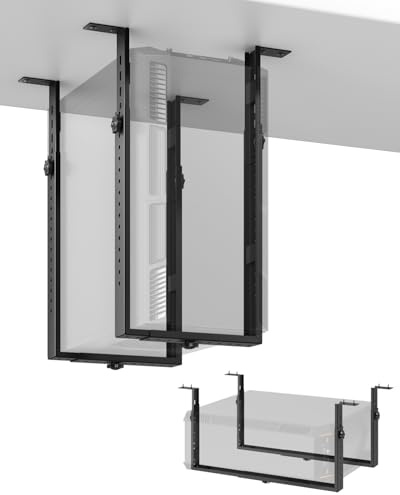 PUTORSEN PC Halterung unter Schreibtisch, Breite und Höhe verstellbar | PC Halterung für höhenverstellbaren Schreibtisch, passt für breitere und höhere PC-Gehäuse, Max 35kg, Platzsparende Montage