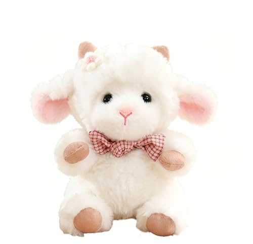 Xiyocadt Schaf Kuscheltier, 22cm Weiches Niedliches Schaf Plüschtier mit Fliege, zum Kuscheln und Spielen, Schlafbegleiter für Kinder, Geschenke für Jungen und Mädchen (Rot)