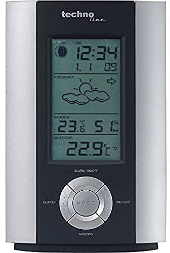 Technoline WS 6710 Wetterstation mit Quarzuhr Kunststoff tiefstem/silber