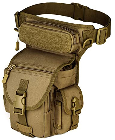 Huntvp Taktisch Beintasche Militär Beinbeutel MOLLE Hüfttasche Sport Tactical Leg Bag Armee Beintaschen Wasserdicht Gürteltasche Werkzeugtasche Tasche für Bein Herren Damen Motorrad, Typ-1-Braun