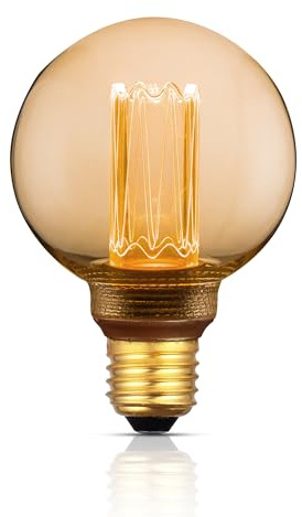 Harwez Globe Edison LED Light Bulb, Vintage Decorative Dimmable Bulb, Small Round Glass Cover, 3.5W Low Lumen Eye-Caring Soft Dim Lighting for Mood(Not Daylight White), E26 Medium Base, Amber RN G80