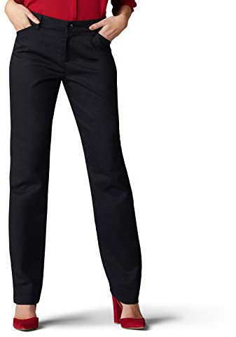 Wrinkle Free Relaxed Fit Straight Leg Pant, 12 Long, Black