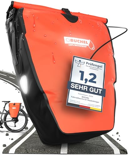 Büchel Vattentät Cykelväska med Axelrem, Röd/Svart, 56.5 x 30 x 15 cm