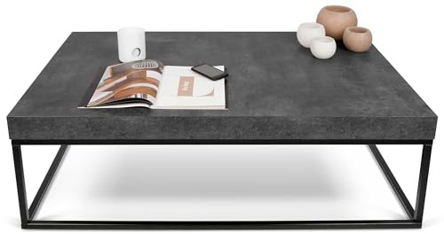 TemaHome kaffebord, trä, betongutseende och svart, 120 x 75 x 38 cm (L-D-H)