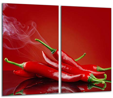 TMK ArtDeko Herdabdeckplatte 2 Teilig 30x52 cm – Spritzschutz Herdabdeckung – Herdschutz aus Sicherheitsglas – Robust, Hygienisch & Rutschfest– Schutz für Induktion, Ceran, Gas & Elektro