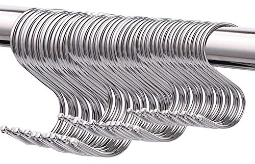 Yuning 50 ganci S in acciaio inossidabile,Ganci a S in acciaio inox Gancio da cucina, ganci in metallo per appendere la cucina, il bagno, la camera da letto e l'ufficio (argento)